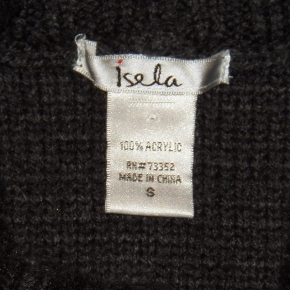 Isela Charcoal Gray Women's Turtleneck Sweater Size Small Short Sleeves Pockets - Picture 8 of 8